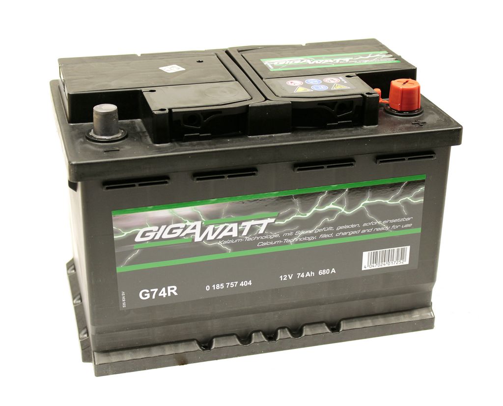 Аккумулятор GIGAWATT ПРАВ [+] 12V 74AH 680A 278*175*190